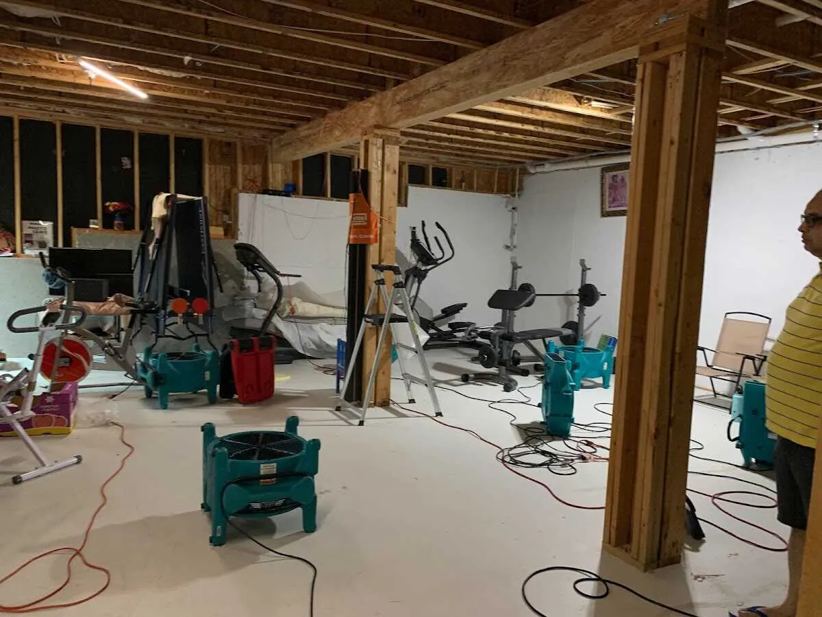 Basement drying equipment setup for Contents Cleaning & Restoration in Algona